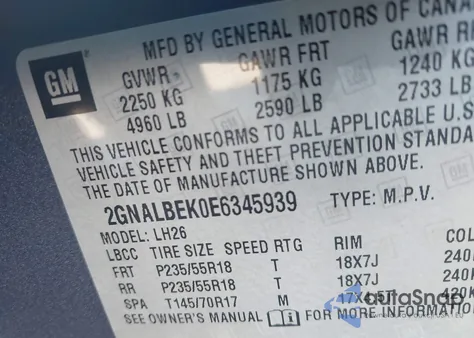 2014 Chevrolet Equinox 1Lt z USA, uszkodzony, nr VIN 2GNALBEK0E6345939